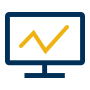 Icon for Efficient: a monitor with line chart going up and down